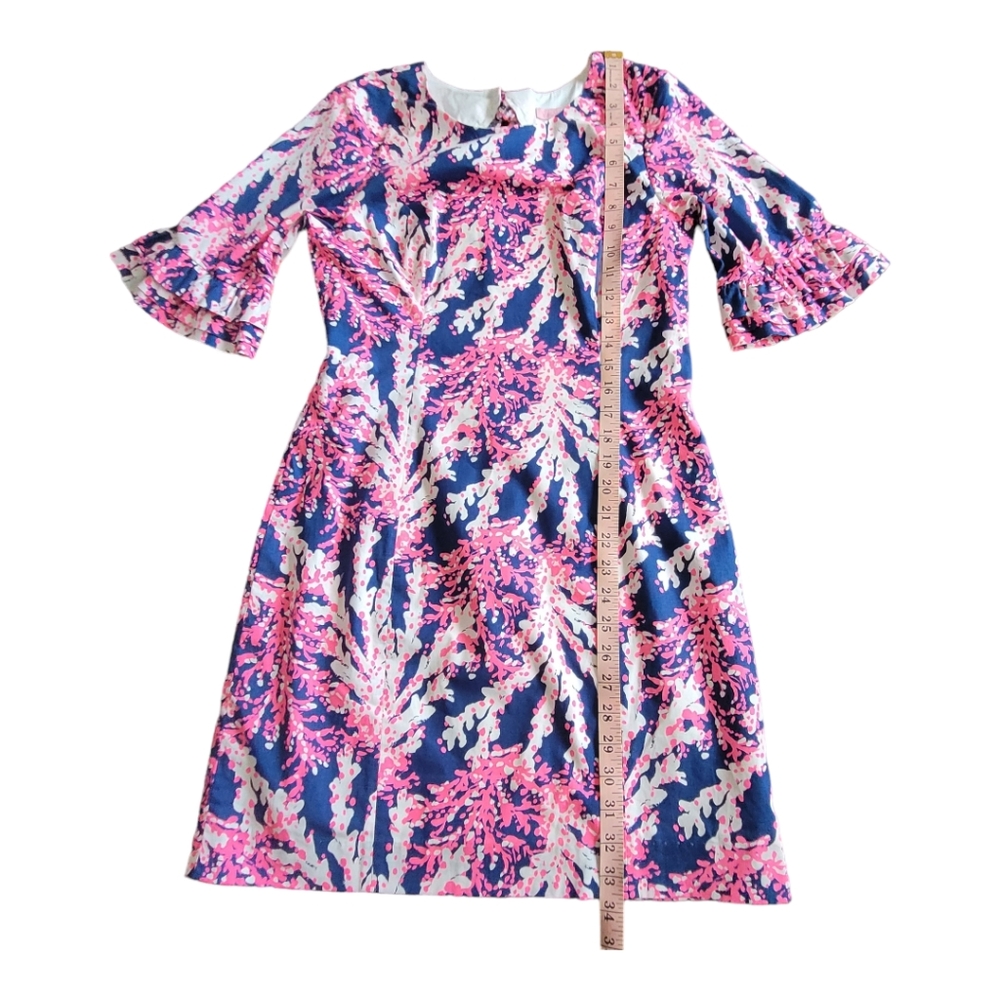 Lilly Pulitzer Fiesta Stretch Dress Nauti Navy Beyond the Sea Pink Coral Size 2 - Picture 14 of 17